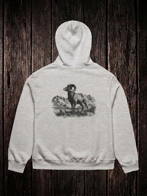 Big Horn Hoodie Athletic Heather back - dark wood style