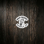 HDS Chukar Logo Sticker on dark wood background
