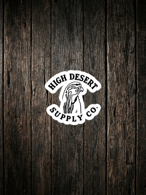 HDS Chukar Logo Sticker on dark wood background