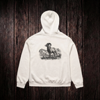 Big Horn Hoodie White back - dark wood style