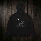 Mule Deer Hoodie Black back - dark wood style