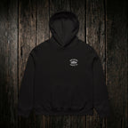 Mule Deer Hoodie Black front - dark wood style
