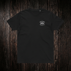Mule Deer T-Shirt Black front - dark wood style