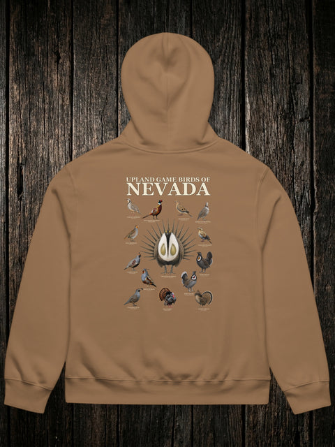 Upland Game Birds Hoodie Vintage Brown back - dark wood style