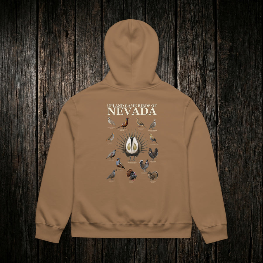 Upland Game Birds Hoodie Vintage Brown back - dark wood style